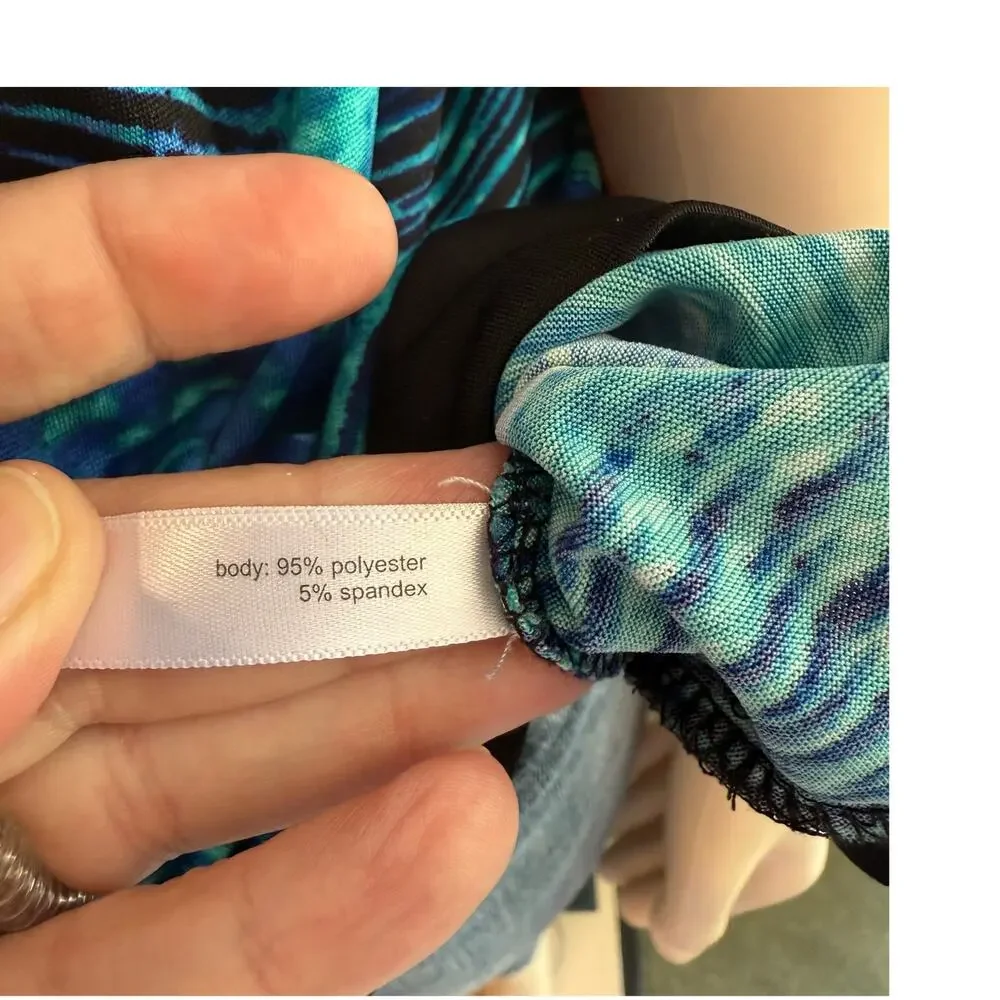 Vintage Fashion Bug  Tank Top Size 3X in Teal Blue and Black - Picture 8 of 8